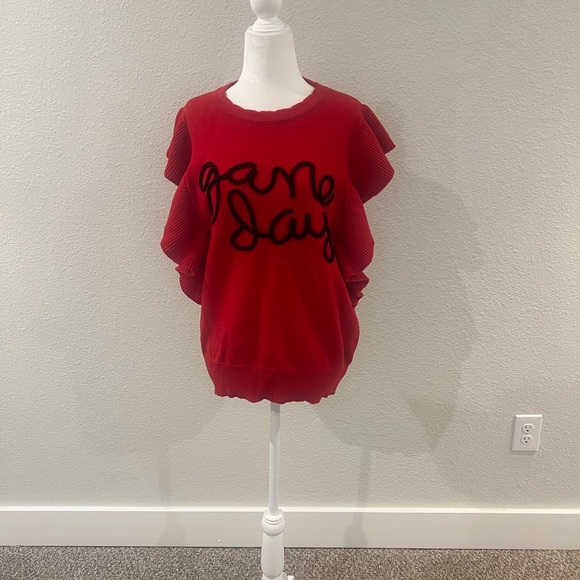 Game Day Red Sweater with Black Script - Picture 1 of 7